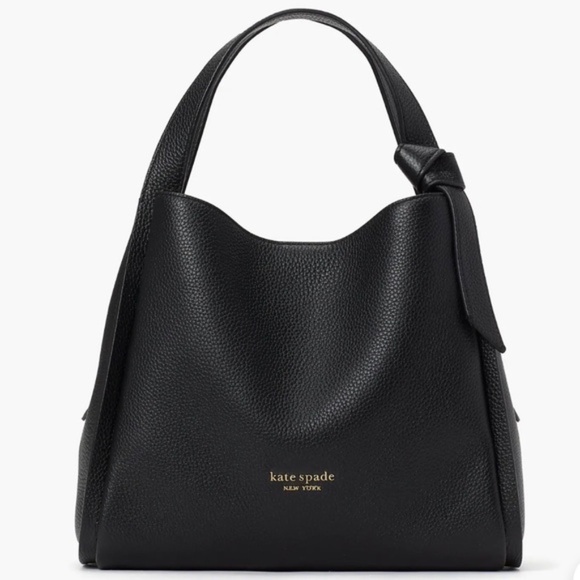 NWT Kate Spade Knott Medium Black Crossbody Tote Leather Bag Purse - Picture 1 of 12